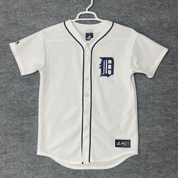 Majestic Tops - Majestic Detroit Tigers MLB Baseball Women's Size XL Jersey White Blue